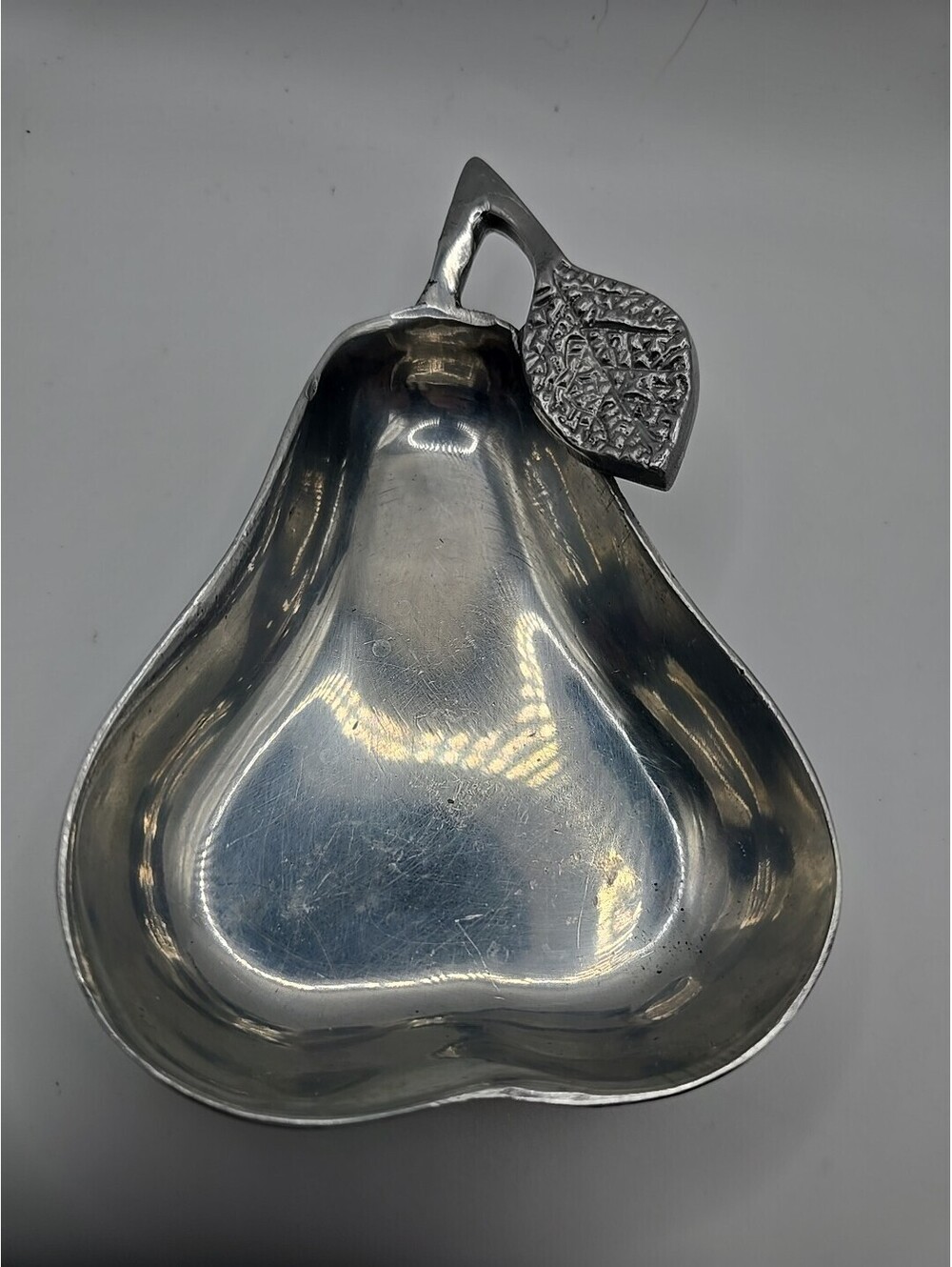 VTG Decorative Pier 1 Pear Silver Tone Metal Trinket Dish Candy, And Nut Dish